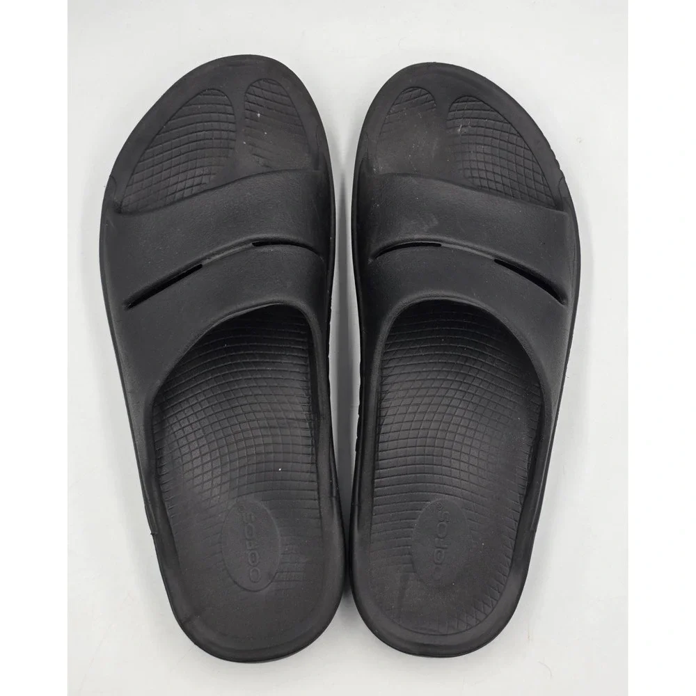 OOFOS OOahh Men's 13 Women's 15 Black Recovery Slide Sandals